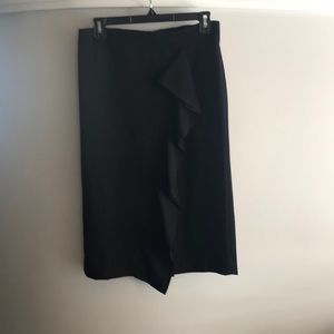 J Crew black pencil skirt with front ruffle